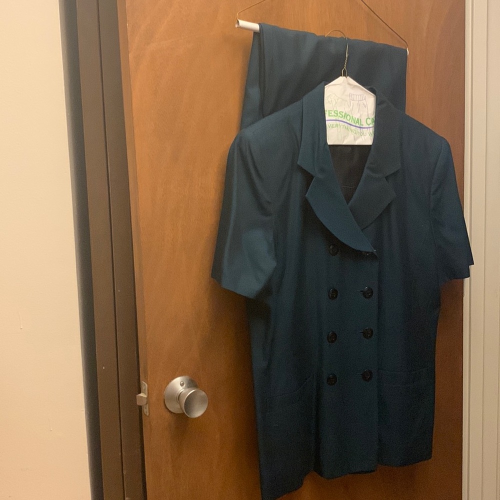 Le Suit Womens Dark Green Pant Suit Size: 12